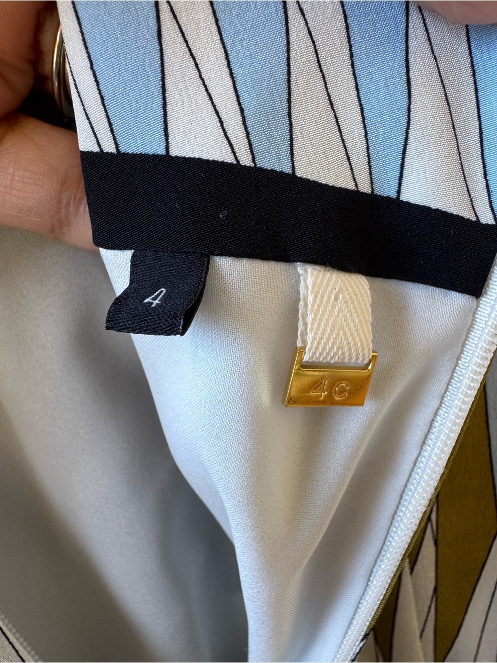 Anthropologie 4c Blue, White & Black Geometric Print